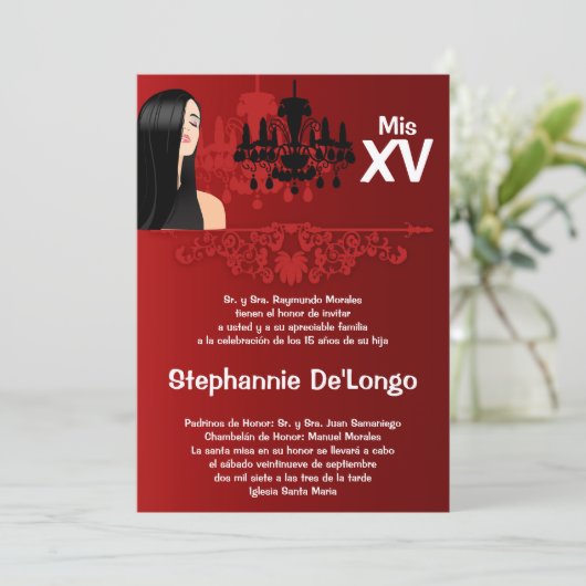 5x7サッシガールキンセアニェラ誕生日招待状 招待状 (スタンド正面)