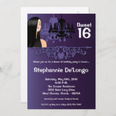 5x7サッシガールスウィート16誕生日招待状 招待状 (正面/裏面)