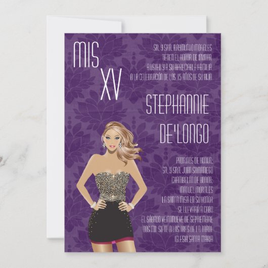 5x7サッシブロンドキンセアニェラ誕生日招待状 招待状 (正面)