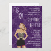 5x7サッシブロンドキンセアニェラ誕生日招待状 招待状 (正面/裏面)