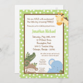 5x7サファリジャングルZooAnimal誕生日招待状 招待状 (正面/裏面)