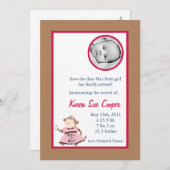 5x7サークルPHOTOガールパンクロッカーモンキーベビーショー 招待状 (正面/裏面)