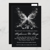 5x7シアーバタフライスイート16誕生日招待状 招待状 (正面/裏面)