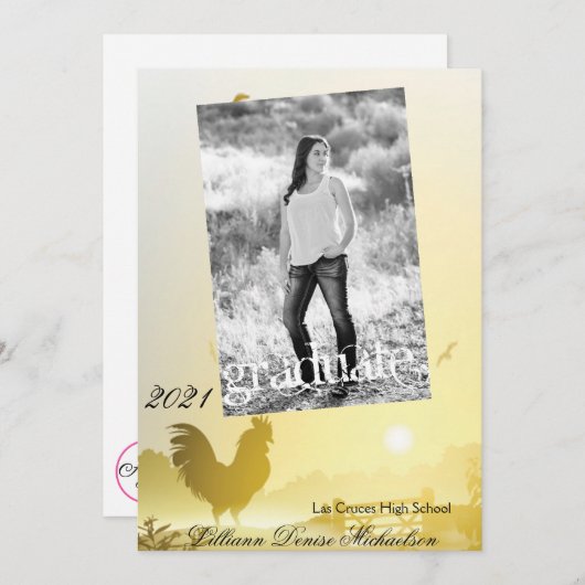 5x7シニアアナウンスサニーモーニングファームカントリー 案内状 (正面/裏面)