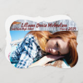 5x7シニアアナウンスホワイトウォッシュウッドバーンドア 案内状 (正面/裏面)