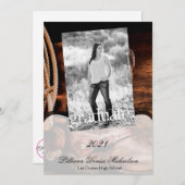 5x7シニアアナウンスメントカウボーイブーツバーンウッドロス 案内状 (正面/裏面)