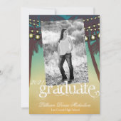 5x7シニアアナウンスメントビーチサンセットパームツリーStr 案内状 (正面)