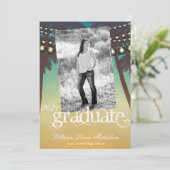 5x7シニアアナウンスメントビーチサンセットパームツリーStr 案内状 (スタンド正面)