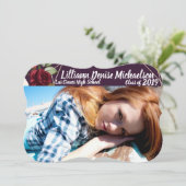 5x7シニアアナウンスメントプラムパープルバラ金ゴールド地域 案内状 (スタンド正面)