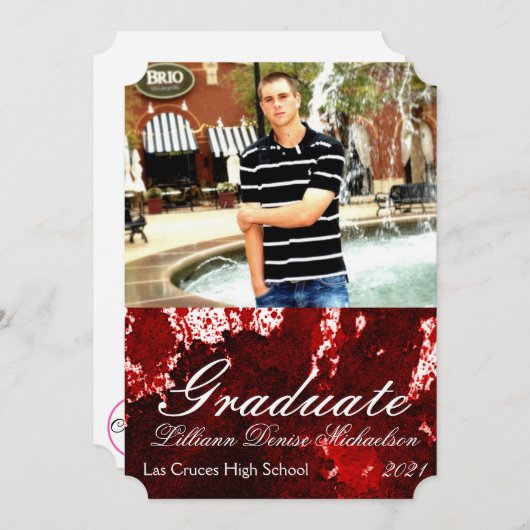 5x7シニアアナウンスメント(ばちゃばちゃ)跳ねるバンパイア得 案内状 (正面/裏面)