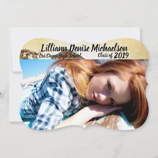 5x7シニア発表サンセットバーンドカントリー素朴 案内状 (正面)