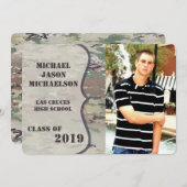 5x7シニア発表陸軍OCP迷彩柄ユニフォーム迷彩柄 案内状 (正面/裏面)