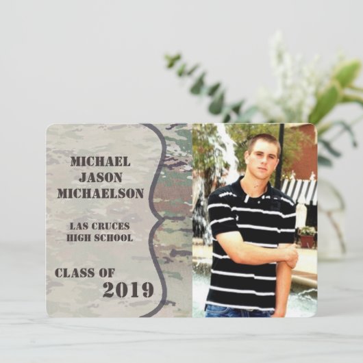 5x7シニア発表陸軍OCP迷彩柄ユニフォーム迷彩柄 案内状 (スタンド正面)