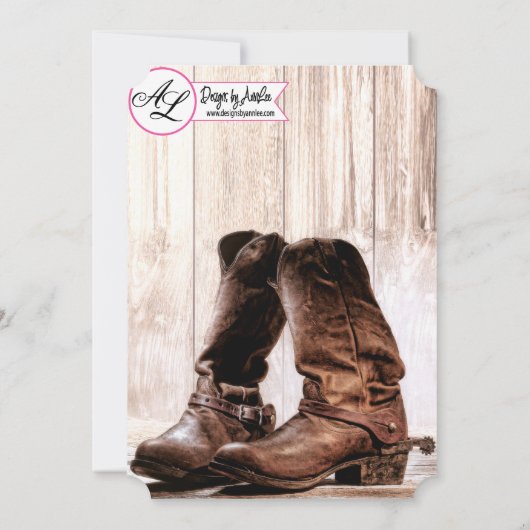 5x7シニア・アナウンスメントが田舎の田舎風のウェストをブート 案内状 (裏面)