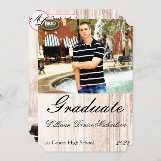 5x7シニア・アナウンスメントが田舎の田舎風のウェストをブート 案内状 (正面/裏面)