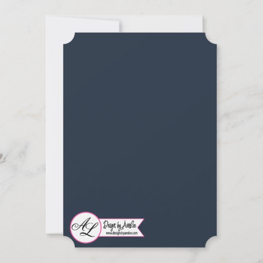 5x7シニア・アナウンスメントベビーPink Cosmos on Navy 案内状 (裏面)