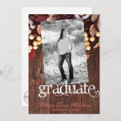 5x7シニア・アナウンスメントDark Wood上の綿花支店 案内状 (正面/裏面)