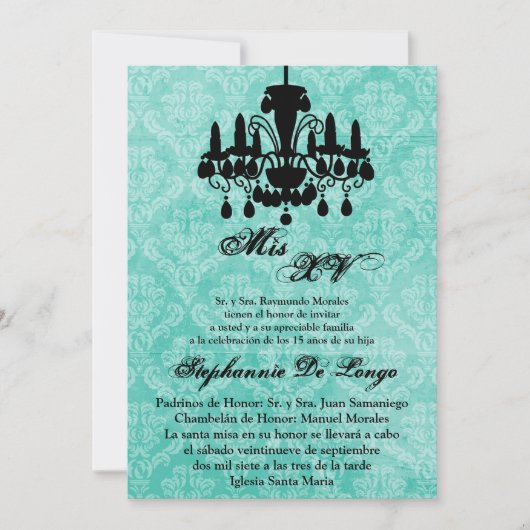 5x7シャンデリアキンセアニェラ誕生日招待状 招待状 (正面)