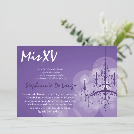 5x7シャンデリアキンセアニェラ誕生日招待状 招待状 (スタンド正面)