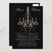 5x7シャンデリアグリッツスウィート16誕生日招待状 招待状 (正面/裏面)