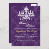 5x7シャンデリアグリッツスウィート16誕生日招待状 招待状 (正面/裏面)