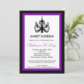 5x7シャンデリアパープル16誕生日招待状 招待状 (スタンド正面)
