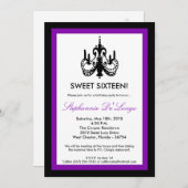 5x7シャンデリアパープル16誕生日招待状 招待状 (正面/裏面)