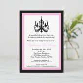 5x7シャンデリアライトピンク赤ちゃんシャワー招待状 招待状 (スタンド正面)