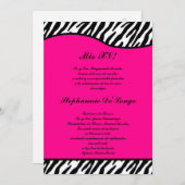 5x7ショッキングピンクのシマウマのキンセアニェラのパーティーの招待 招待状 (正面/裏面)