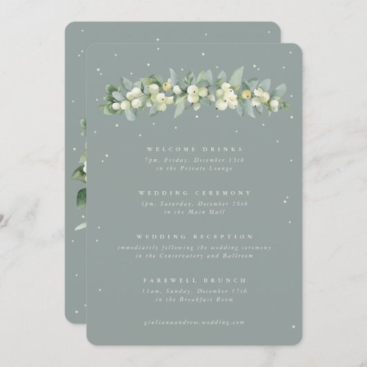 5x7シーフォムスノーベリー+ユーカリ結婚の旅程 (正面/裏面)