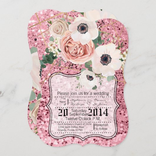 5x7ジオメトリックガーデンバラグリット結婚式招待状 招待状 (正面/裏面)