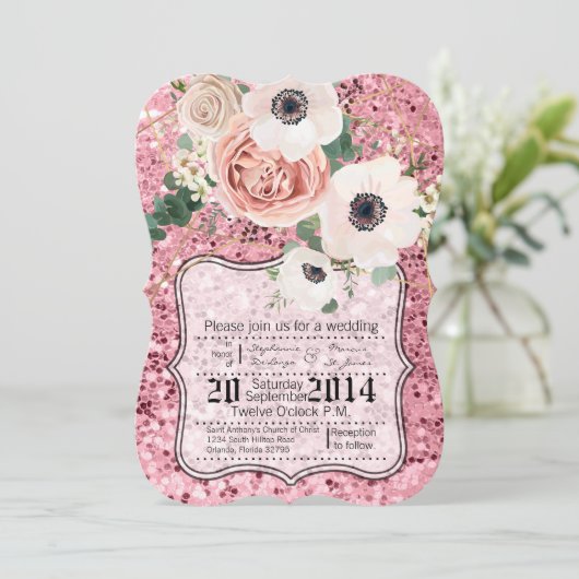 5x7ジオメトリックガーデンバラグリット結婚式招待状 招待状 (スタンド正面)