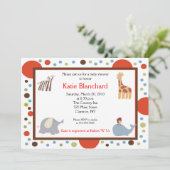 5x7ジャングルアルファベットスープドット赤ちゃんシャワー 招待状 (スタンド正面)