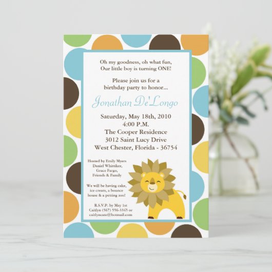 5x7ジャングルキングライオンサファリ誕生日招待状 招待状 (スタンド正面)