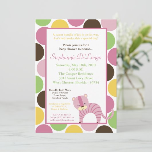 5x7ジャングルクイーンタイガーベビーシャワー招待状 招待状 (スタンド正面)