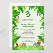 5x7ジャングルサファリの動物園の誕生日のパーティの招待状 招待状 (正面/裏面)