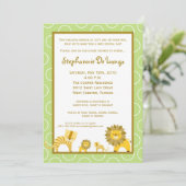 5x7ジャングルタイガーライオンツインズベビーシャワー招待状 招待状 (スタンド正面)