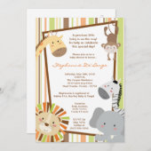 5x7ジャングルライオンモンキーベビーシャワー招待状 招待状 (正面/裏面)