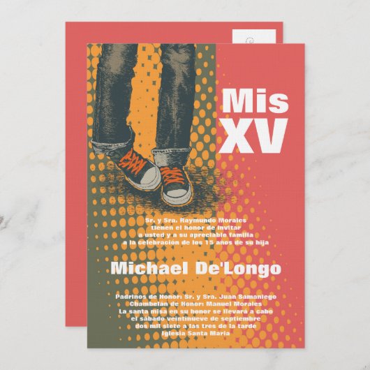 5x7スニーカーグランジキンセアニェラ誕生日招待状 招待状 (正面/裏面)