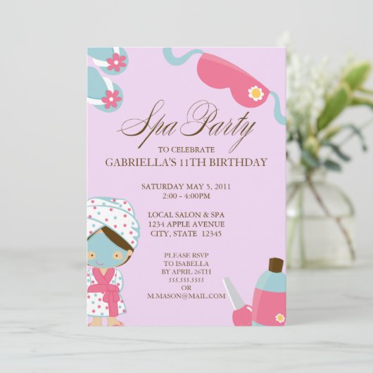 5x7スパのパーティーの誕生日のパーティの招待状 招待状 (スタンド正面)