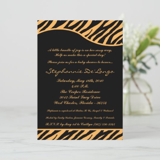 5x7タイガーアニマルプリントベビーシャワー招待状 招待状 (スタンド正面)