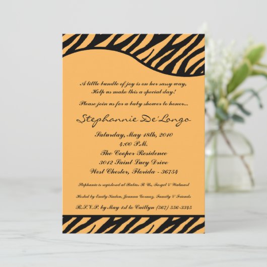 5x7タイガーアニマルプリントベビーシャワー招待状 招待状 (スタンド正面)