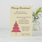 5x7タン&レッドクリスマスツリークリスマスパーティの招待状 招待状 (スタンド正面)