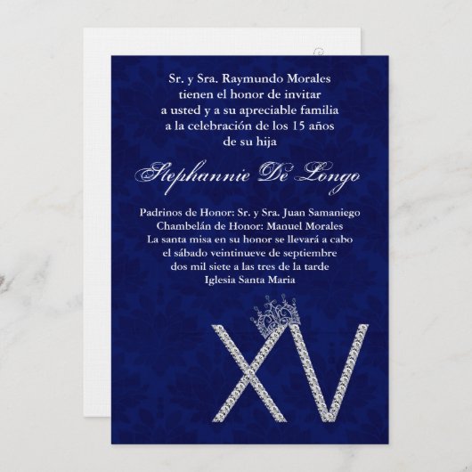 5x7ダイヤモンドのSaphirキンセアニェラの誕生日の招待状 招待状 (正面/裏面)