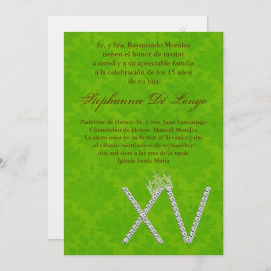 5x7ダイヤモンドトパーズキンセアニェラ誕生日招待状 招待状 (正面/裏面)