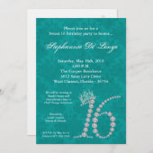 5x7ダイヤモンドトパーズスウィート16誕生日招待状 招待状 (正面/裏面)