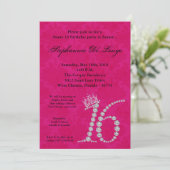 5x7ダイヤモンドピンクトパズスウィート16誕生日招待状 招待状 (スタンド正面)