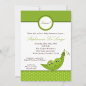 5x7ツインボーイガールピーズポッドベビーシャワー招待状 招待状 (正面)