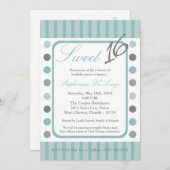 5x7ティファニーブルーポルカスウィート16誕生日招待状 招待状 (正面/裏面)