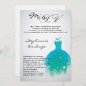 5x7ティール（緑がかった色）の服のキンセアニェラの誕生日の招待状 招待状 (正面/裏面)